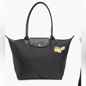 Longchamp x Pokemon Pikachu Le Pliage Large Shoulder Tote black NWT